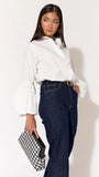 Zoey Boucle Timber Frame Clutch Black White