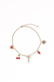 Alyssa Charm Necklace Gold Red
