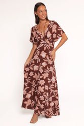 Yolande Midi Dress Orange Floral