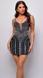 Miley Rhinestone Mini Dress Black