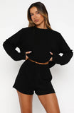 Come A Long Way Soft Lounge Ribbed Shorts Black