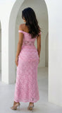 Roselune Lace Off Shoulder Dress Pink