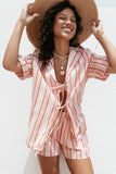 Aaliyah Tie Front Top Pink Stripe