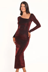 Charles Midi Dress Burgundy