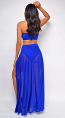 Skyros Royal Blue Mesh Maxi Wrap Cover up Skirt