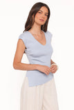 Tori Side Cinch Knitted Top Light Blue