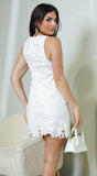 Belarus Crochet Lace Mini Dress Off White