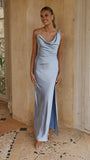 Iris Asymmetrical Maxi Dress Blue