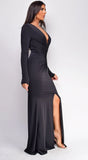 Gianna Black Front Twist Maxi Dress