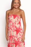 Lani A Line Strapless Maxi Dress Pink Floral