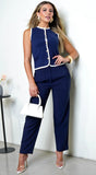 Anevay Contrast Trim Sweater Vest Blue