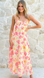 Rahima Maxi Dress Pink Yellow Flower