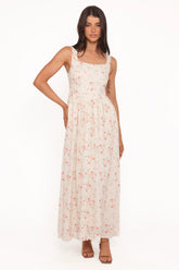 Vespa Midi Dress Peach Floral