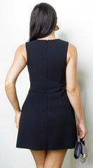 Eline Boat Neck Mini Dress Black