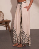 Riviera Nights Tropical Paisley Print Wide Leg Pants