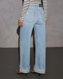 Laylia Stretch Distressed Wide Leg Jeans