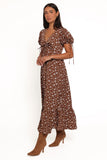 Zina Maxi Dress Brown Ditsy Floral