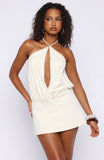 Sweet Cheeks Halter Mini Dress Cream