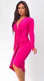 Medeia Front Twist Midi Dress Pink