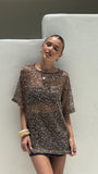 Zinnia Oversized Sequins Tee Mocha