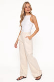 Asher Tie Detail Tapered Leg Pants Cream