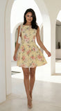 Positano Floral Print Mini Dress Yellow