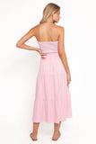Maisie Strapless Midi Dress Pink Stripe