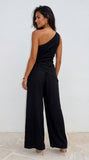 Caldera Linen One Shoulder Set Black