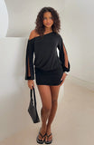 The Duchess Long Sleeve Mini Dress Black
