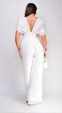 Selene V Neck Pleated Jumpsuit White