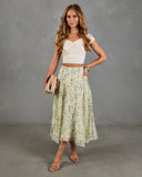 Adilene Pleated Floral Print Midi Skirt