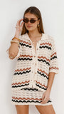 Greta Button Up Shirt Natural Stripe
