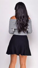 Agata Off Shoulder Sweater Top Gray