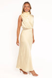 Anabelle Halter Neck Lace Maxi Dress Butter Yellow