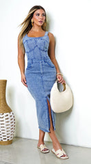 Sevinn Denim Midi Dress Blue