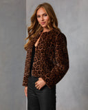 Foxshade Leopard Print Faux Fur Jacket