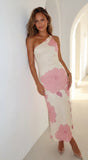 Petalise Floral Asymmetrical Maxi Dress Pink