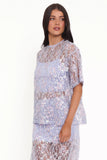 Yonder Sheer Lace Tee Top Purple