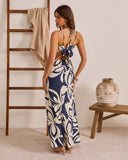 Riviera Ease Tropical Floral Halter Maxi Dress