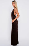 Night Time Madness Halter Maxi Dress Chocolate