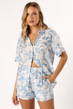 Faye Button Down Top White Blue