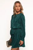 Joy Plisse Mini Dress Dark Jade