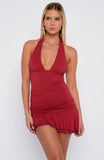 Shes The Trend Halter Mini Dress Soft Mulberry