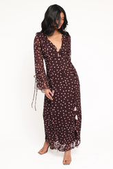 Delta Maxi Dress Plum Polka Dot