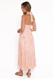 Sierra Wrap Midi Dress Peach Floral