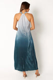 Melody Plisse Halter Maxi Dress Navy Gradient