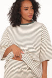 Hellen Stripe Short Set Cream Green Stripe