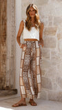 Latisha Pants Brown Beige Print