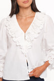 Aelwen Ruffle Blouse White Embroidery