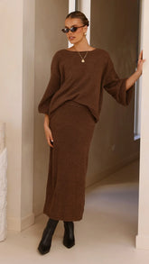 Cohen Knit Midi Skirt Chocolate